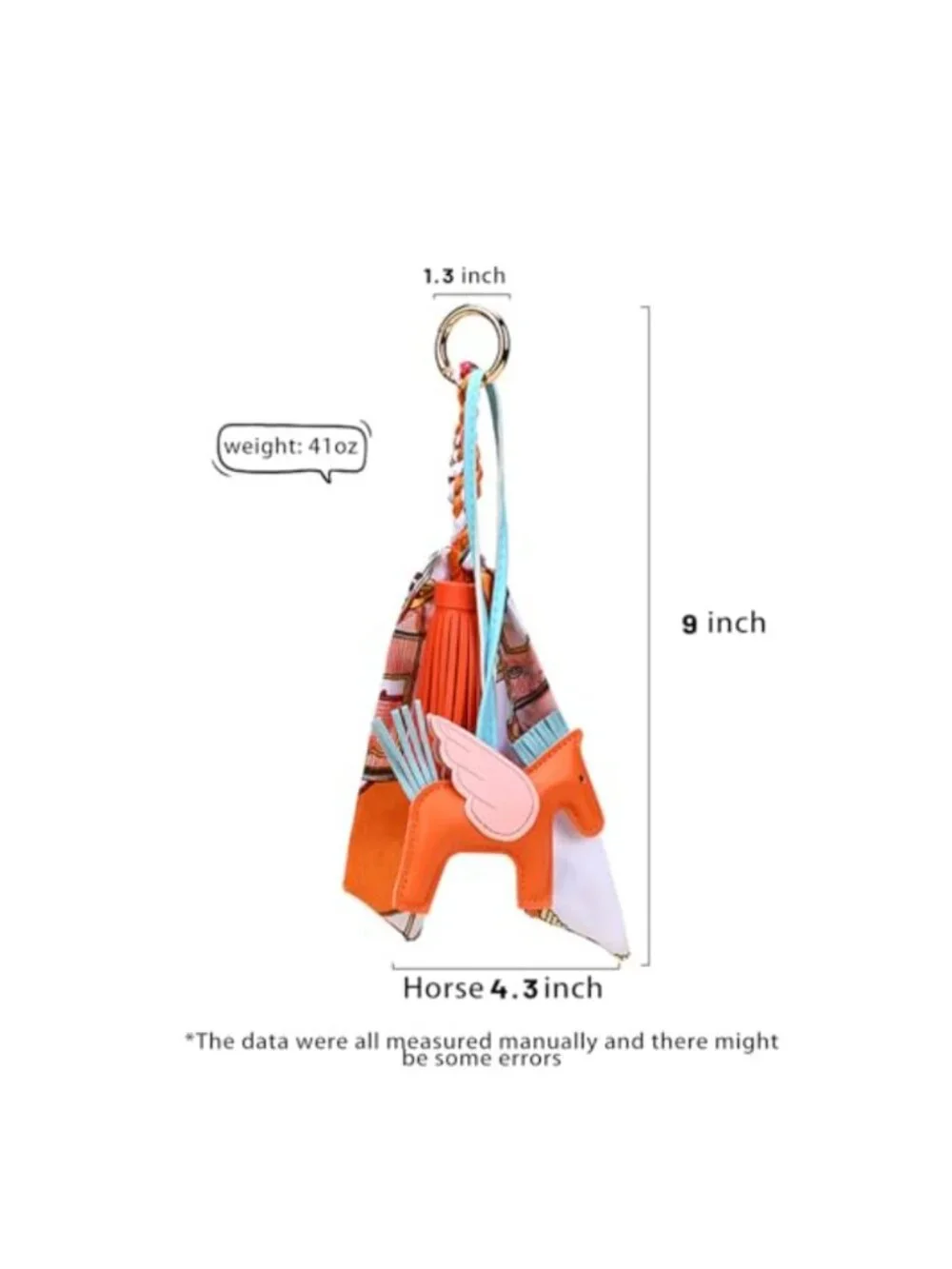 Leather Horse Bag Charm with Scarf Tassel Keychain for Handbags, Totes &